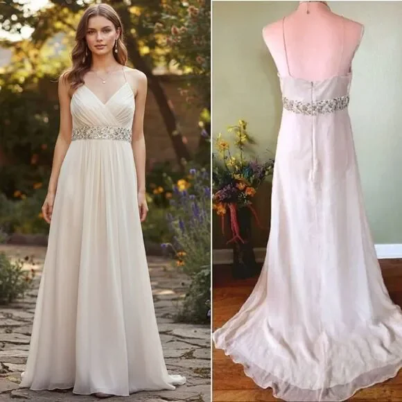 sachin and babi light blue dress 90s Bridal Sheer Slip Gown – Bonafide Vintage main image 1